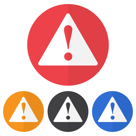 Set of danger sign icon on a colorful circles. Vector illustrationのイラスト素材
