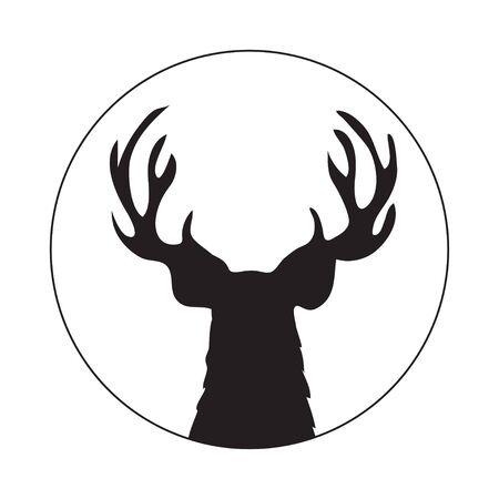 Black silhouette of deer's head.のイラスト素材