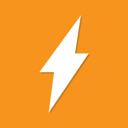 Lightning icon with shadow in a flat design on an orange backgroundのイラスト素材