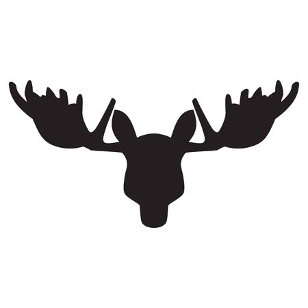 Black silhouette of an elk head. Vector illustrationのイラスト素材
