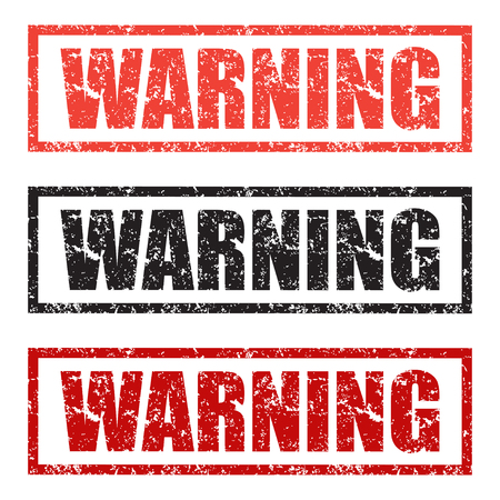 Warning stamp set in different colors on a white backgroundのイラスト素材