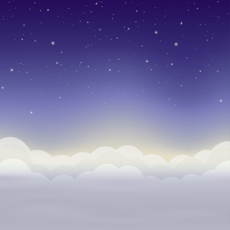 Night sky with stars and clouds. Vector backgroundのイラスト素材