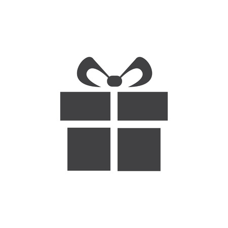 Gift icon in black on a white background. Vector illustrationのイラスト素材
