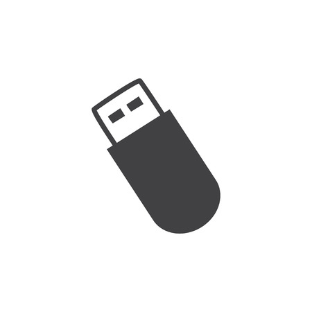 USB icon in black on a white background. Vector illustrationのイラスト素材