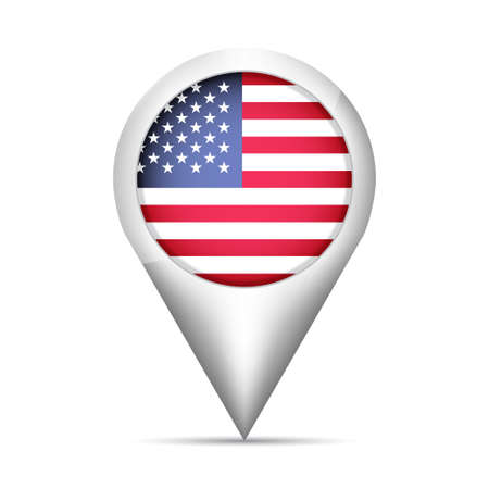 USA flag map pointer with shadow. Vector illustrationのイラスト素材