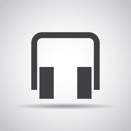 Headphone icon with shadow on a gray background. Vector illustrationのイラスト素材