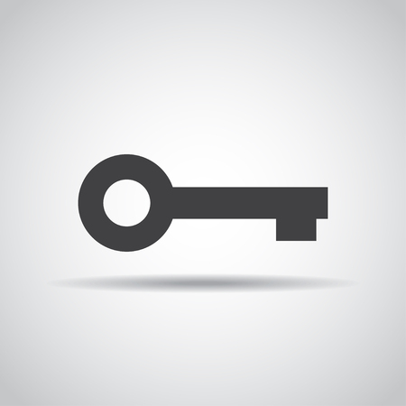 Key icon with shadow on a gray background. Vector illustrationのイラスト素材