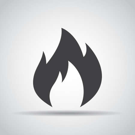 Fire icon with shadow on a grayのイラスト素材