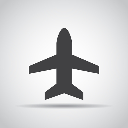Plane icon with shadow on a gray background.のイラスト素材
