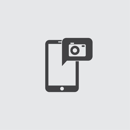 Smartphone with camera icon in a flat design in black color. Vector illustration eps10のイラスト素材