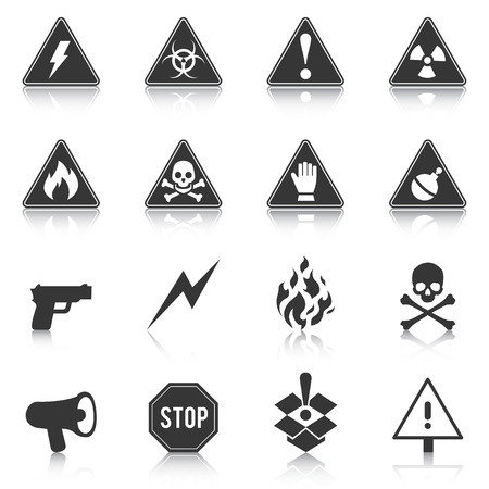 Set of danger icons, hazard, attention. Vector illustrationのイラスト素材