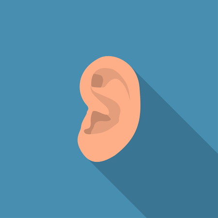 Ear icon in flat style isolated on blue background.のイラスト素材