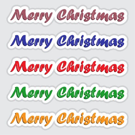 Set of Merry Christmas lettering signature sticker.のイラスト素材