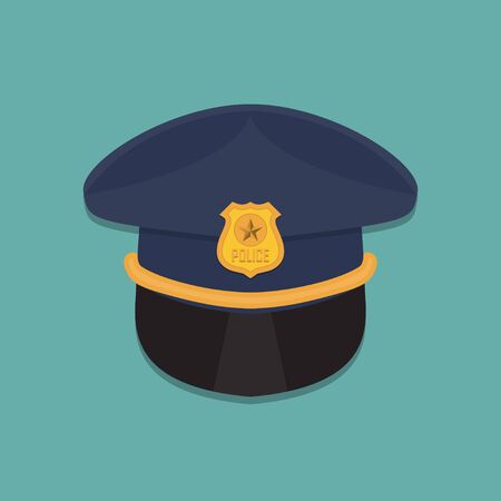 Police cap icon in a flat design. Vector illustrationのイラスト素材