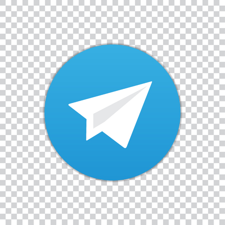 Paper plane icon on a blue circle on a transparent background.のイラスト素材