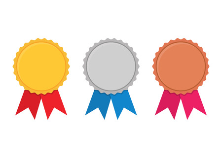 Set of gold, silver and bronze Award medals on white.のイラスト素材