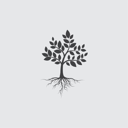 Tree with roots on a white background. Vector Illustration.のイラスト素材