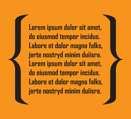 Quote symbol. Bracket icon on orange background. Vector illustration.のイラスト素材