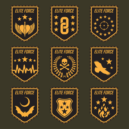 Set of military army badges Vector illustration.のイラスト素材