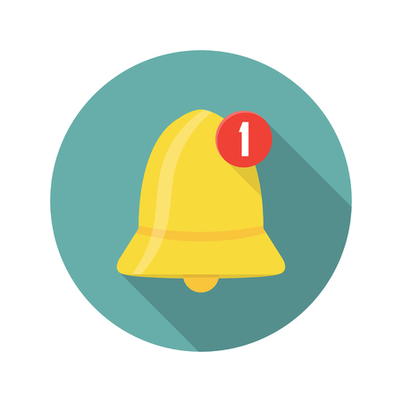 Notification icon. Golden bell with new message. Vector illustration.のイラスト素材