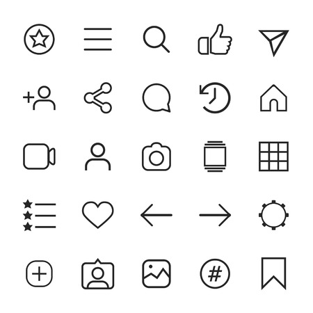 Set of internet linear icons for social media.のイラスト素材