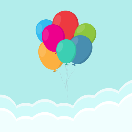 Background with air balloon in the sky with clouds.のイラスト素材