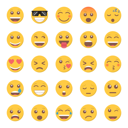 Set of emoticon smile icon in a flat design.のイラスト素材