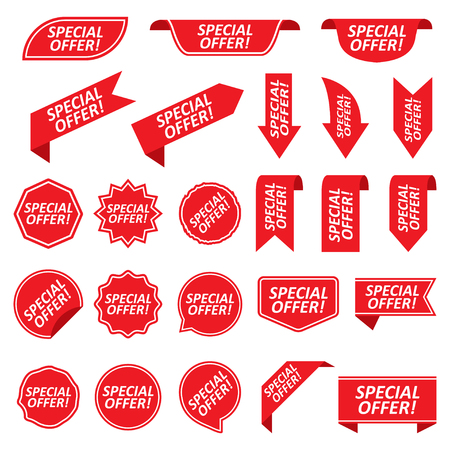 Set of special offer red labels isolated on white backgroundのイラスト素材