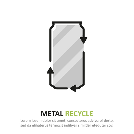 Recycle metal icon in a flat design. Vector illustrationのイラスト素材