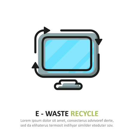 Recycle e waste icon in a flat design. Vector illustrationのイラスト素材