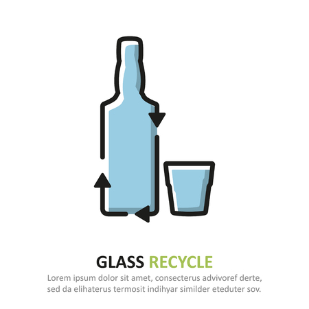 Recycle glass icon in a flat design. Vector illustrationのイラスト素材
