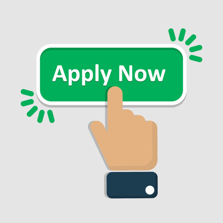 Hand click on apply now button in a flat designのイラスト素材