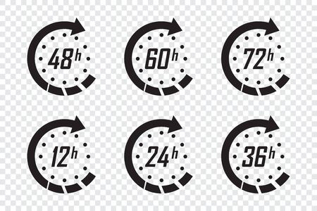 Set of hours clock arrows. Time icons on a transparent backgroundのイラスト素材