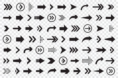 Set of arrows collection in black color on a transparent background for website designのイラスト素材