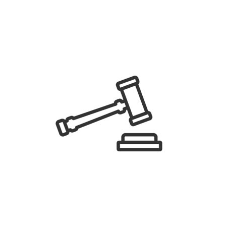 Gavel line icon in simple design on a white backgroundのイラスト素材