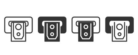 ATM money icons in four different versions in a flat designのイラスト素材