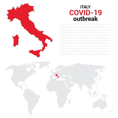 Coronavirus outbreak Italy poster with world map backgroundのイラスト素材