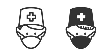 Doctor in mask icon in two versions in simple design. Vector illustrationのイラスト素材