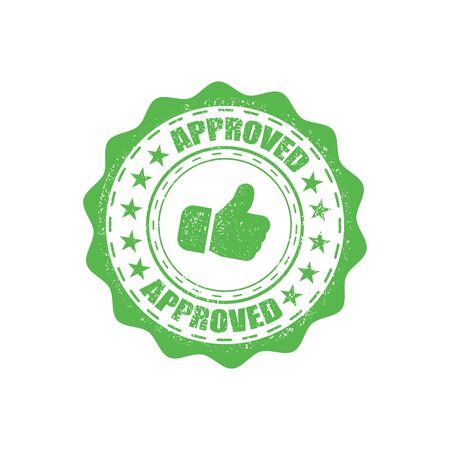 Approved green rubber stamp with grunge in a flat designのイラスト素材