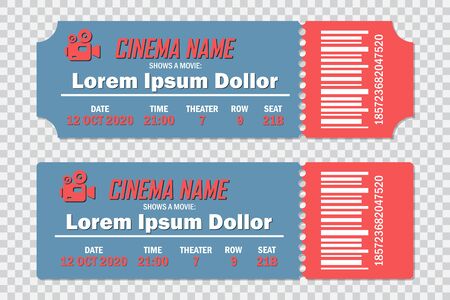 Set of cinema tickets on a transparent backgroundのイラスト素材