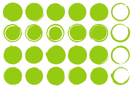 Set of green grunge circles shapes on a white backgroundのイラスト素材