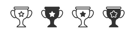 Trophy cup icons in four different versions in a flat designのイラスト素材