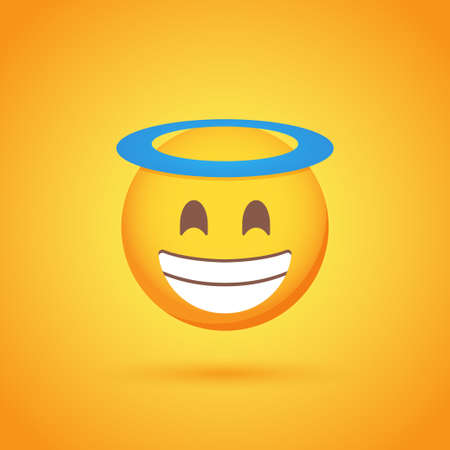 Happy with halo emoticon smile icon with shadow for social network designのイラスト素材