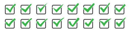 Set of check marks or ticks in boxes