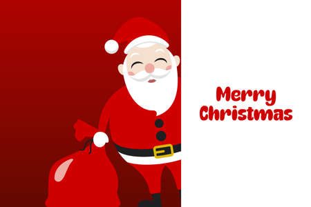 Santa Claus peeps with Merry Christmas backgroundのイラスト素材
