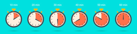 Set of stopwatch icon in a flat designのイラスト素材