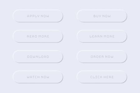 Minimalistic web buttons collection in gray with shadowのイラスト素材