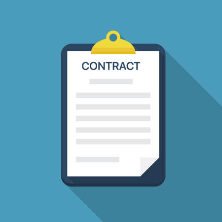 Clipboard with contract document in a flat design with long shadowのイラスト素材