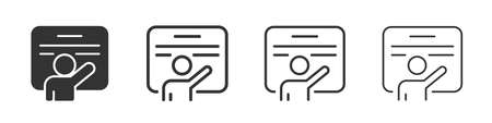 Presentation icons collection in two different styles and different stroke. Vector illustration EPS10のイラスト素材