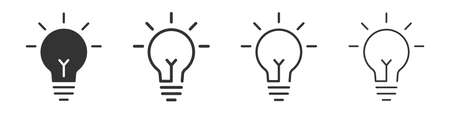Lightbulb icons collection in two different styles and different stroke. Vector illustration EPS10のイラスト素材
